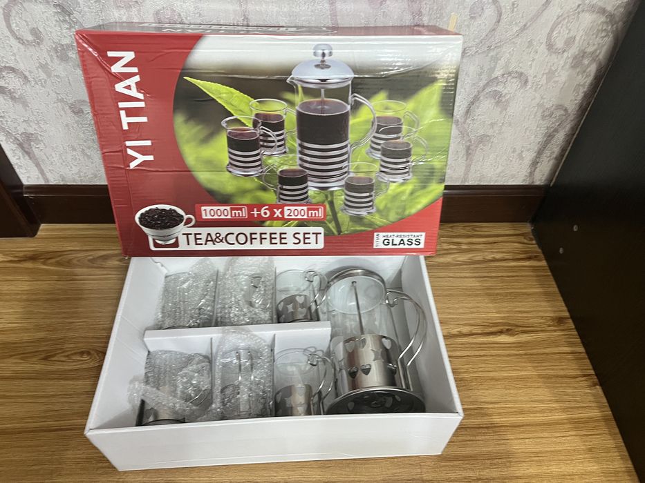 Набор за 250тысяч НОВЫЙ ТУРЦИЯ чайник 1лт + 6 шт бокал 200мл