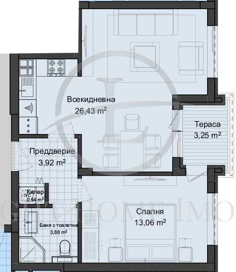 Продава се Двустаен апартамент в Пловдив, Гагарин - 71 кв.м за 1222 €/кв.м - Снимка #1