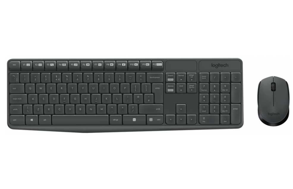 Комплект Безжични Клавиатура + Мишка Logitech MK235, USB, Grey