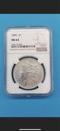 1 Морган долар 1886 година - NGC MS 64