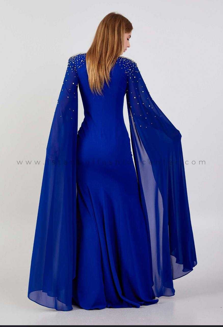 Синяя вечернее платье