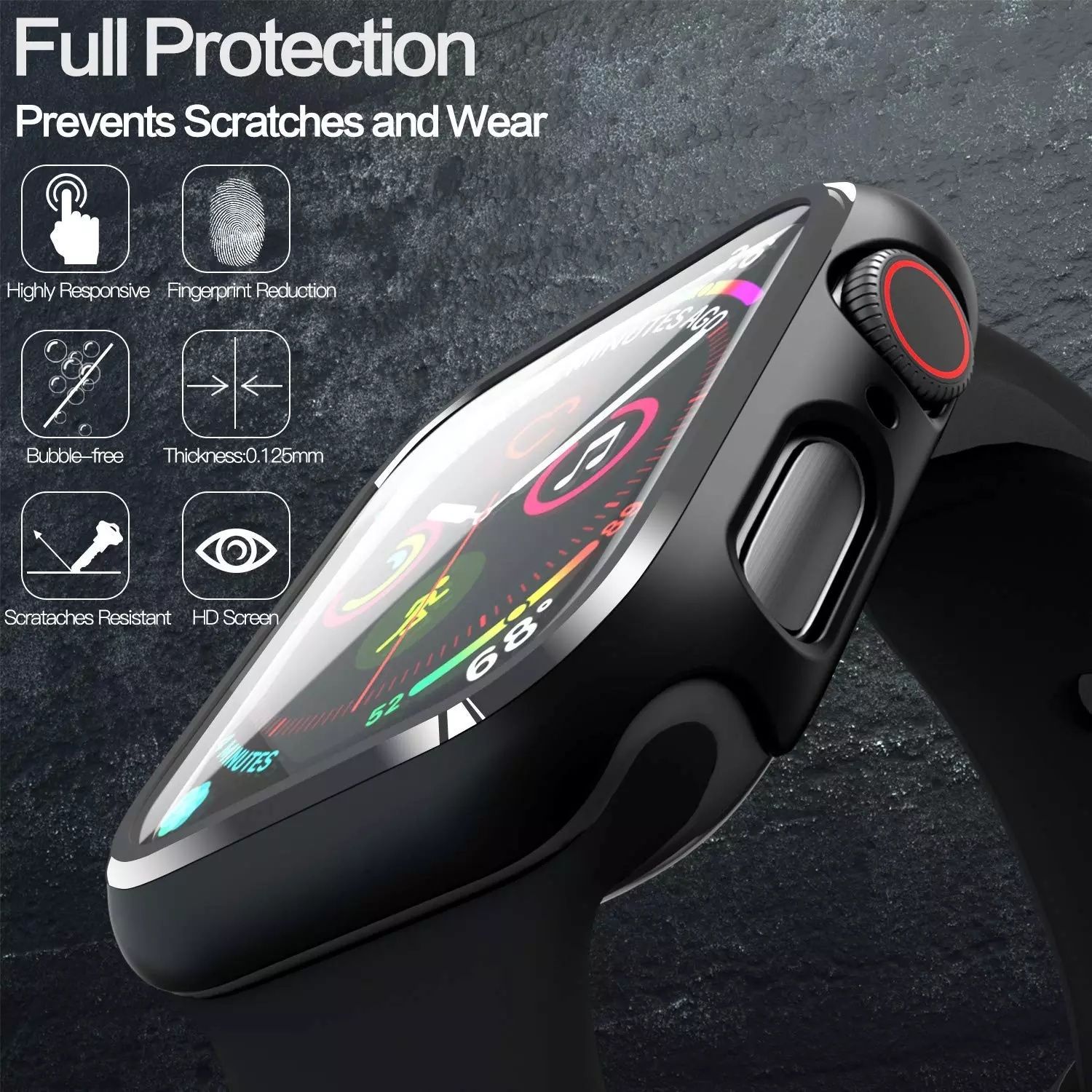 Матов Кейс + Стъклен протектор за Apple Watch 7 - 45mm / 41mm / 3D