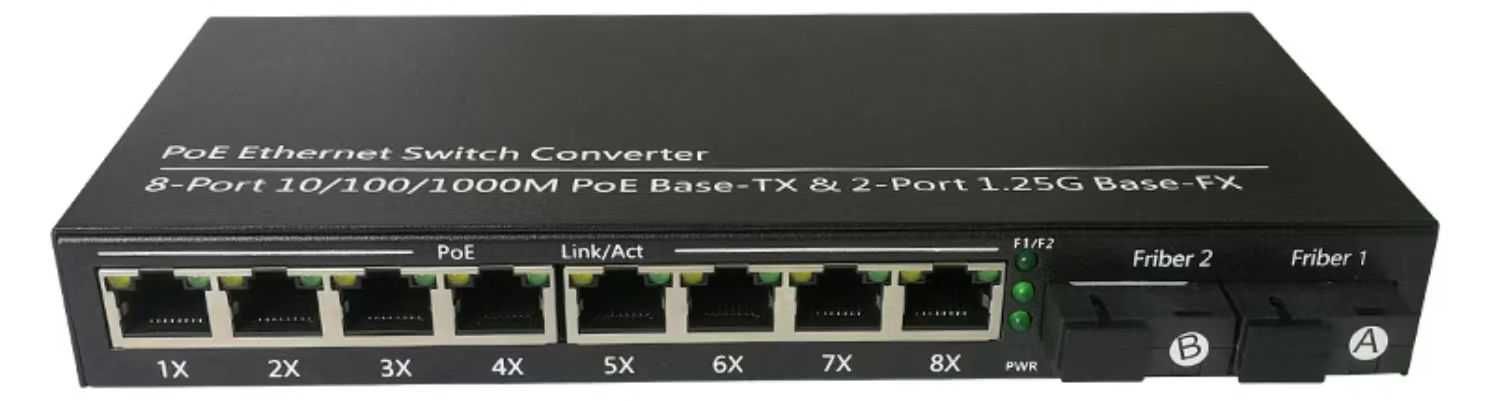 Switch POE 8GE + 2 Porturi Optice A+ B Gigabit