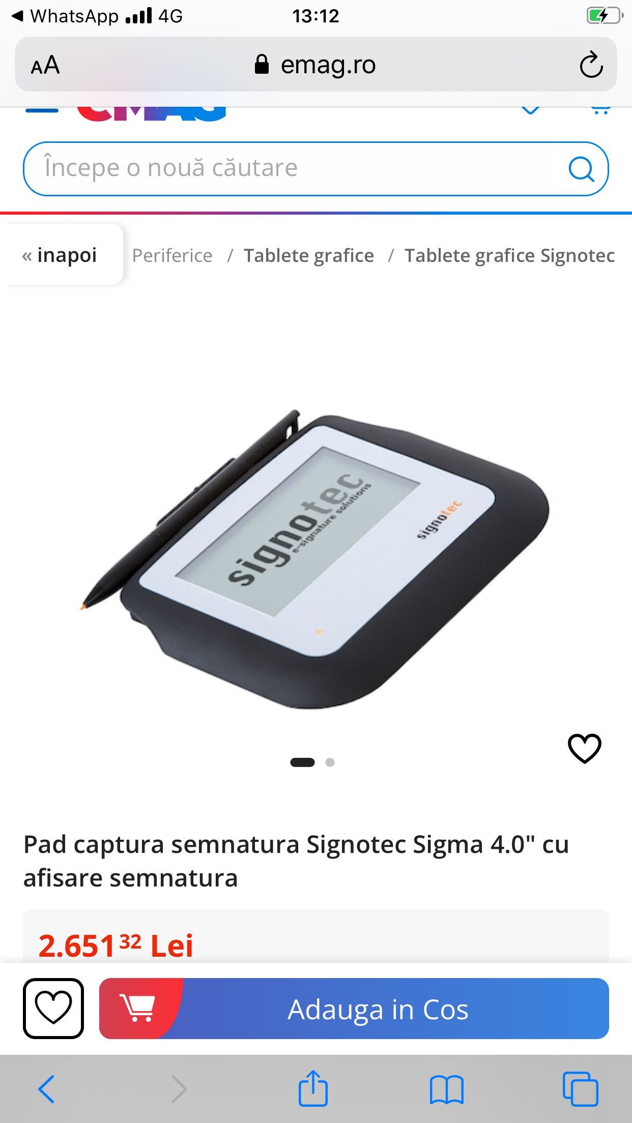 Pad semnătura digitală Signotec Sigma 4”