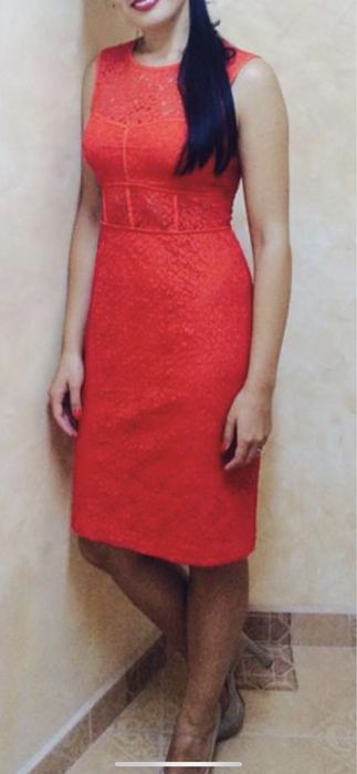 Rochie seara Nissa, dantela rosie