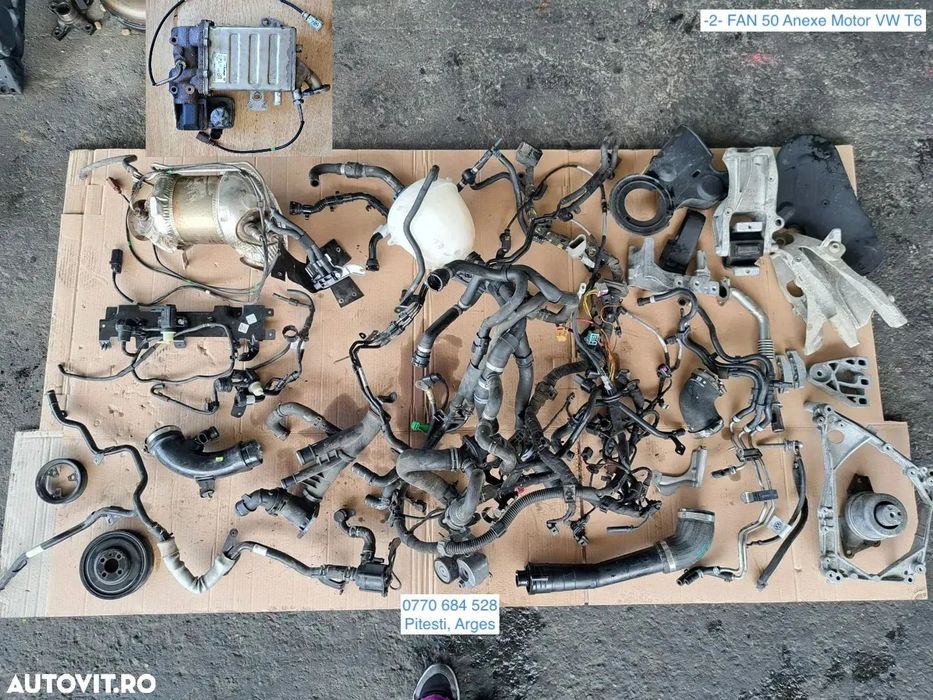 -2- Anexe motor CXH VW T6 2.0 tdi 2019 21 000 km catalizator sonda lambda supapa vacuum flansa lichid racire fulie motor fulie pompa servo pompa recirculare apa instalatie electrica motor