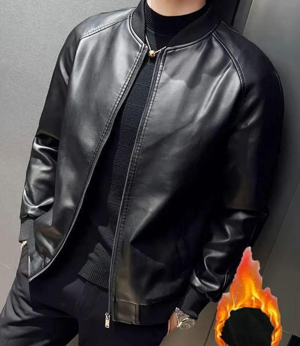 Кожанка утепленная с начесом мужская 52-54