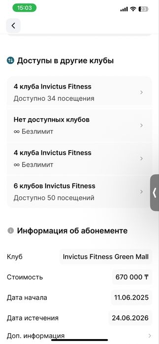 Абонемент в Invictus Fitness 8 месяцев