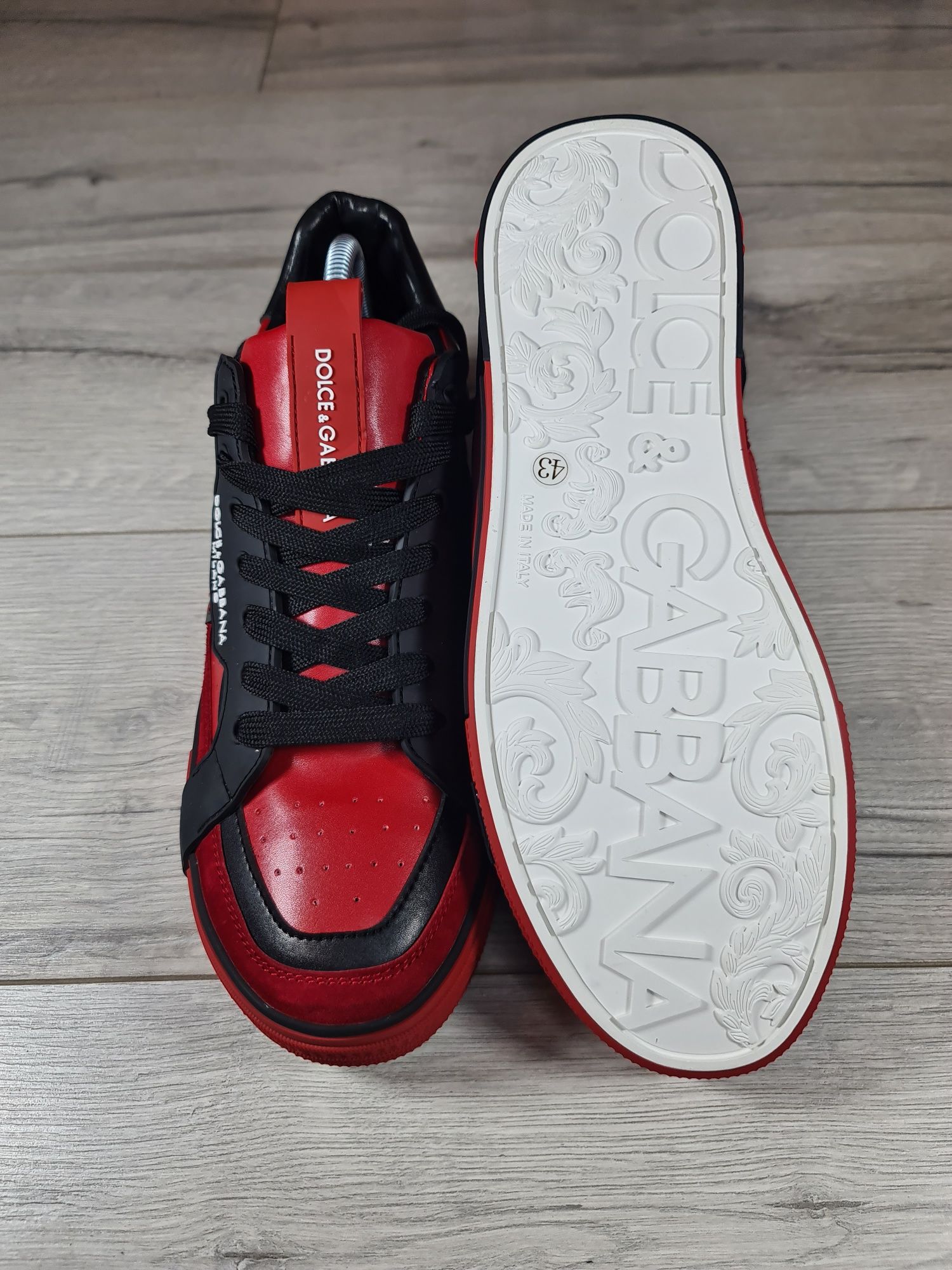 Sneakers-Dolce&Gabanna-Rosu-Noi-Transp-Gratuit-Breloc-LV+Parfum-Cadou