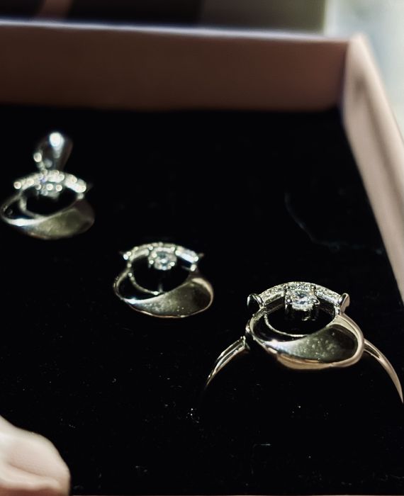 Set din argint cu zirconiu SI email