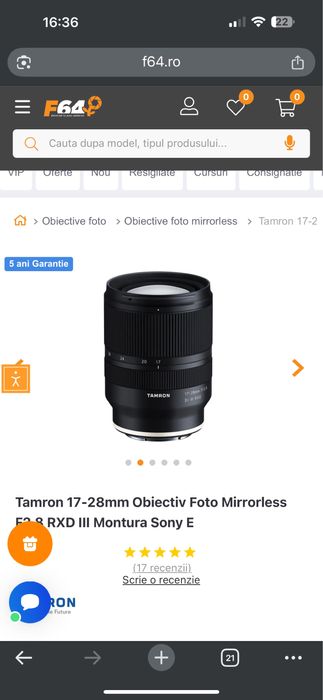 Tamron 17-28mm Obiectiv Foto Mirrorless F2.8 RXD III Montura Sony E