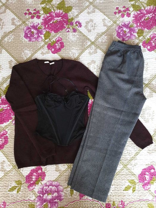 Cardigan dama lana angora corset pantaloni