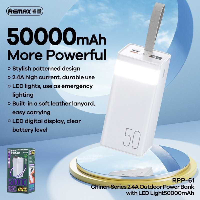 Remax RPP-61 Power Bank 50000mAh Chinen Series Outdoor With Led Light