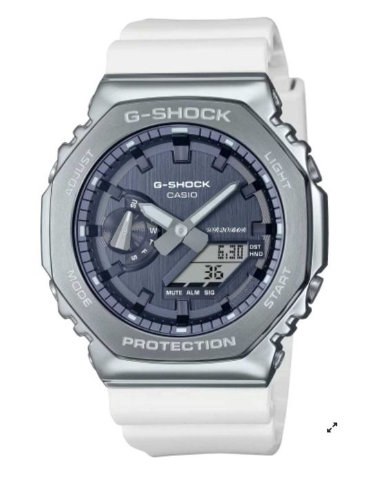 Ceas Casio g shock GM 2100 Metal White -Silver.Nou, Garantie 2 ani