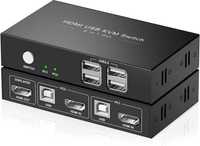 KVM Switch HDMI 2 Port Box, USB Switch Selector cu 4 USB 2.0 Hub