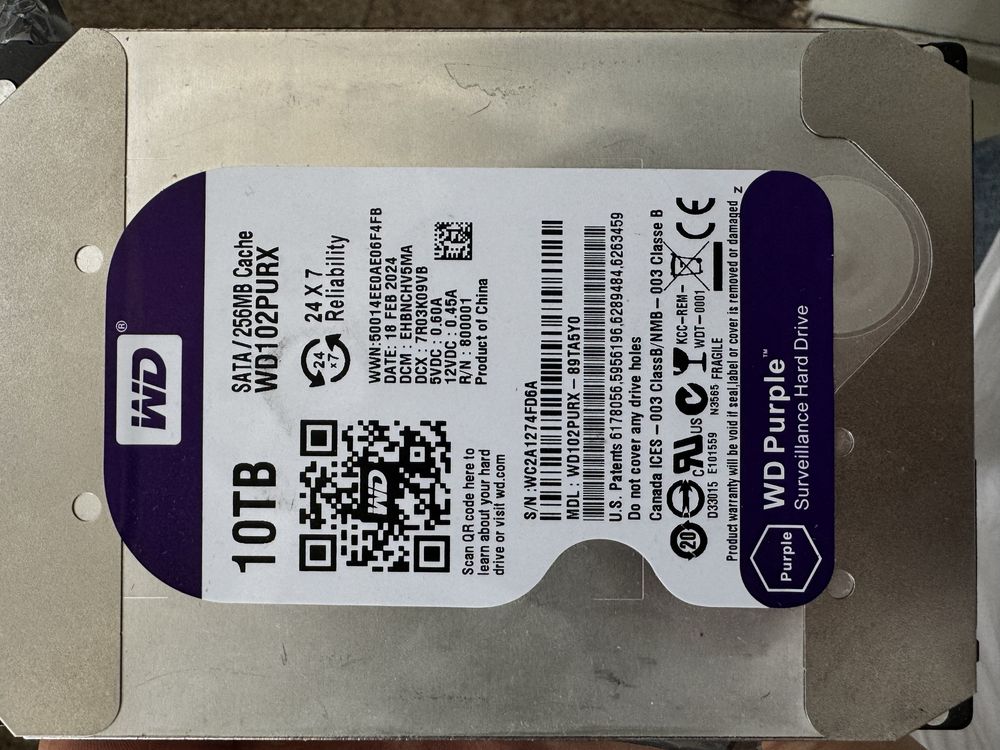 Жесткий диск 10TB. WD PURPLE.