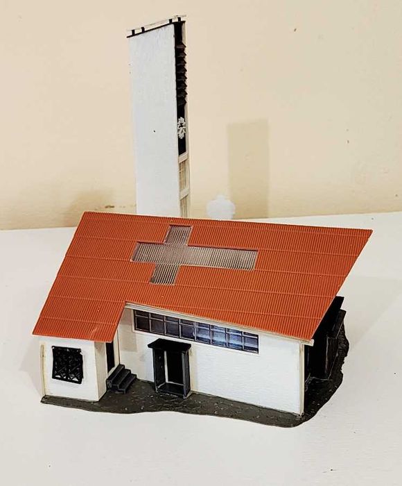 macheta cladiri diorama H0 1:87, turn CFR, .biserica