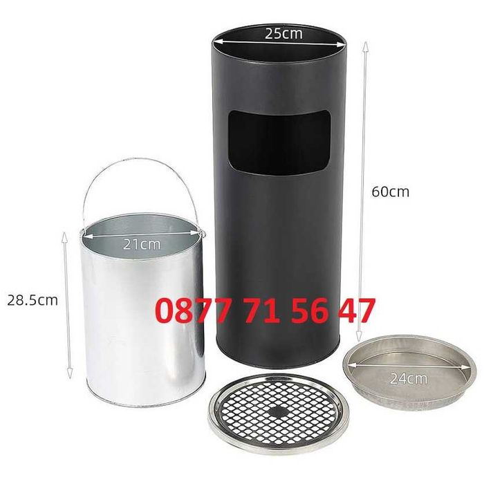 Външен пепелник с кош боклук неръждаема стомана външни пепелници, кофа