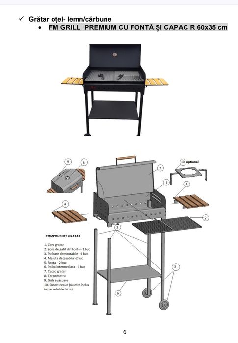 Vand Gratar cu capac exterior FM grill premium cu termometru
