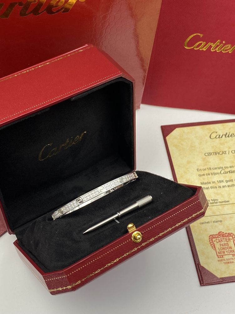 Brățară Cartier LOVE 19 White Gold 750 Small Diamonds Full Box