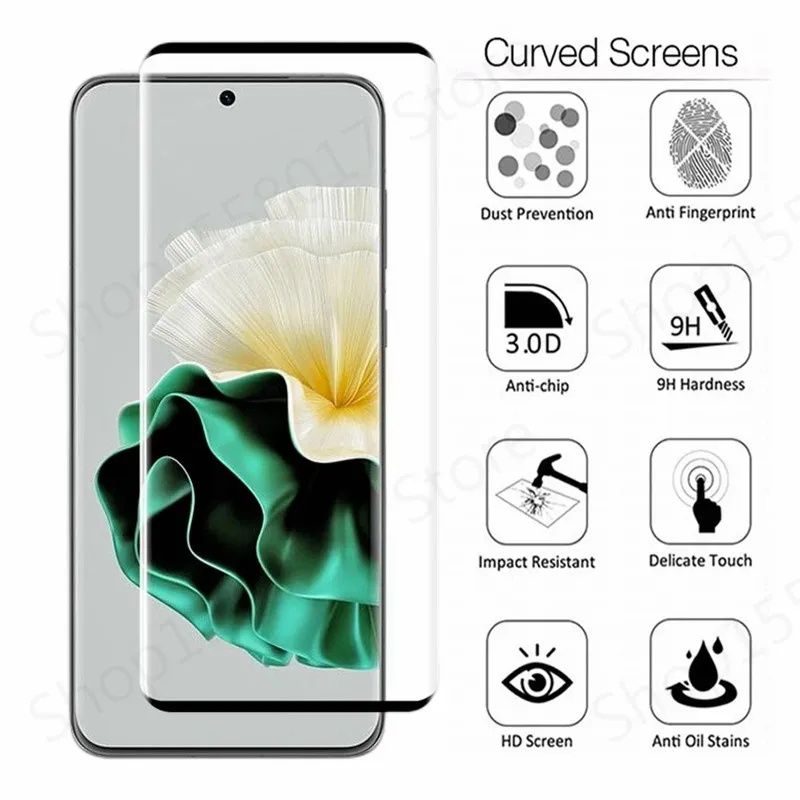 Huawei P60 Pro / 3D ЦЯЛО ЛЕПИЛО Извит стъклен протектор за екран