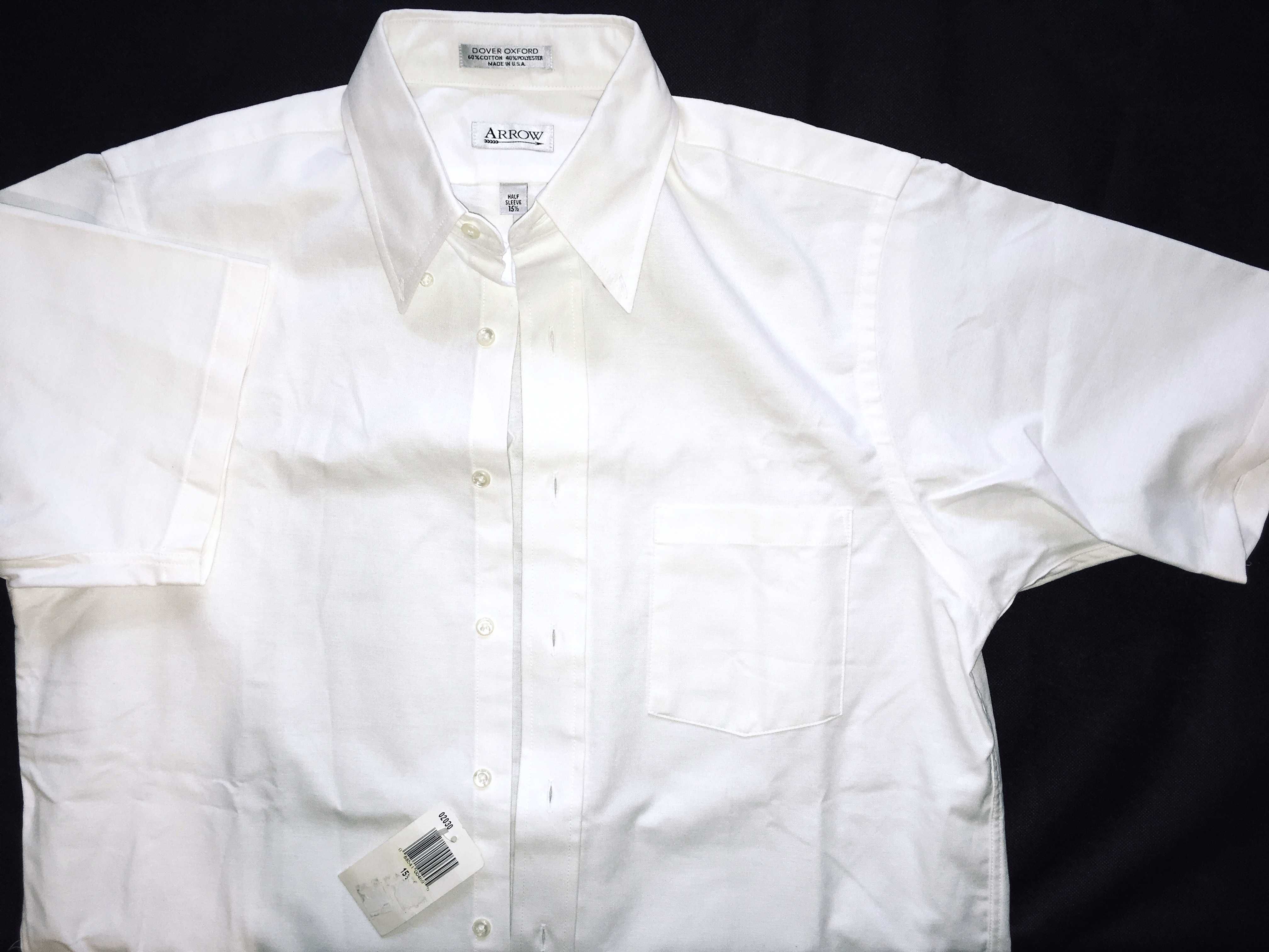 VINTAGE 1996 Made in U.S.A. ARROW® DOVER OXFORD Men's White Shirt — M