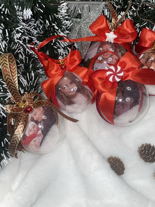 Коледна топка със снимка 8см.