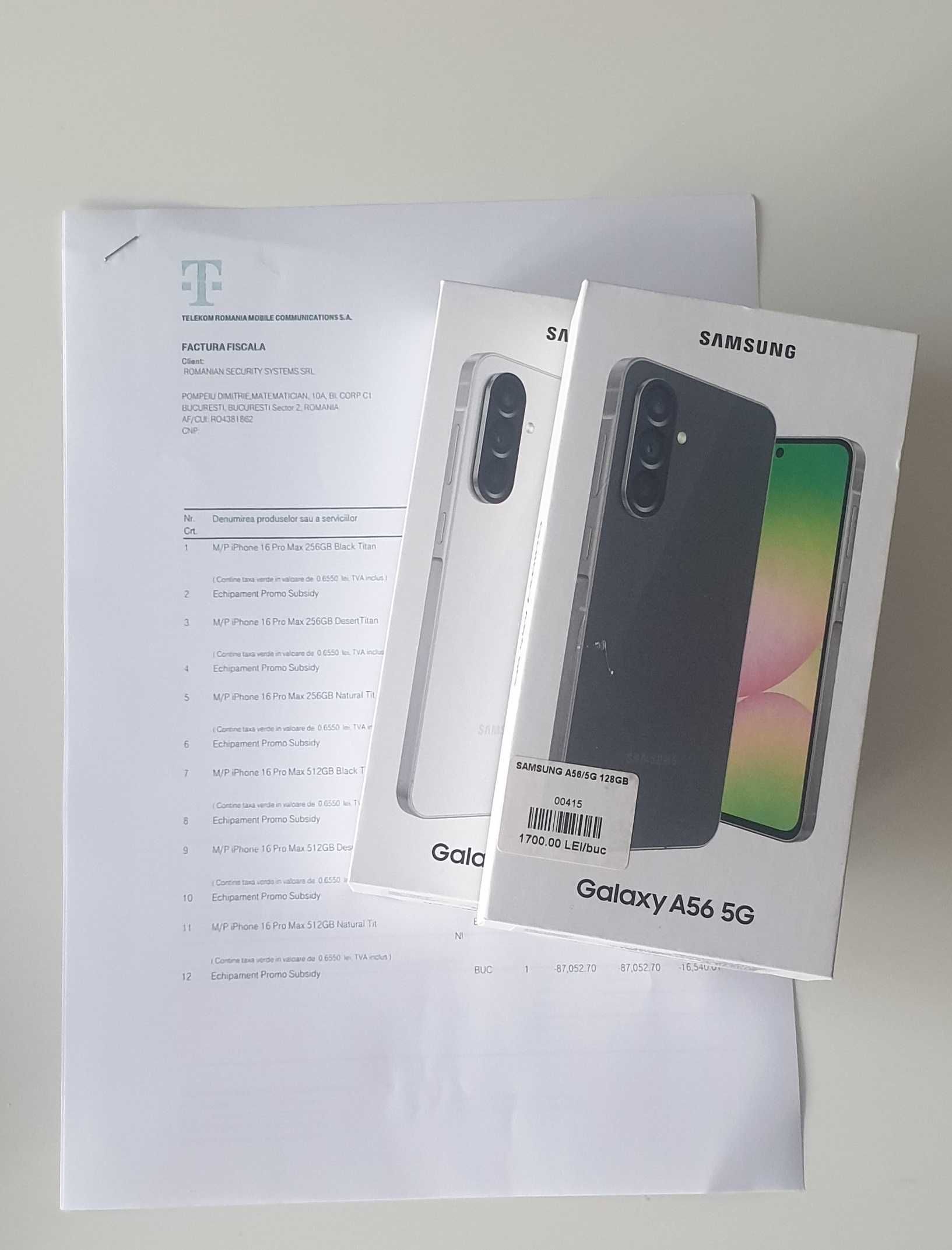Samsung A56/128GB Black/White SIGILATE FacturaGarantie 24 luni TELEKOM