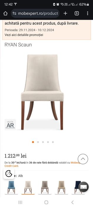 Scaun tapitat Lemn masiv Mobexpert Ryan