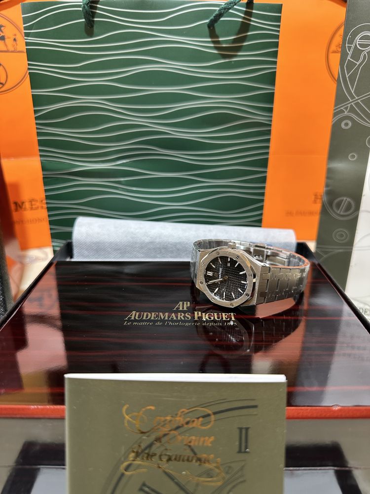 Ceas Dama Audemars Piguet Royal Oak 32mm/Silver/Black Dial/Cutie/Punga