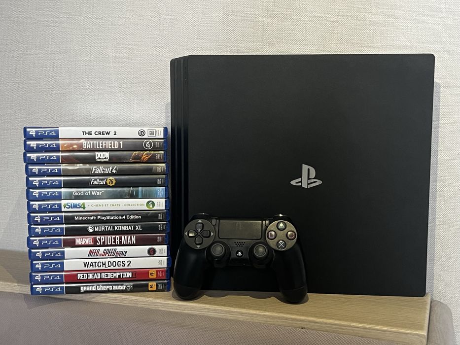 PlayStation 4 Pro (PS4 Pro) + 14 игр на PS4 и PS5 + Джойстик DUALSHOCK