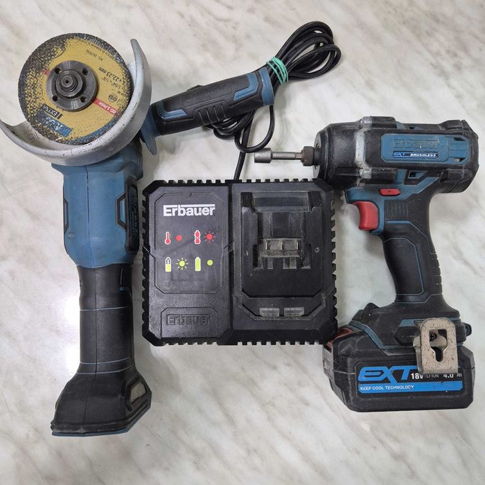 Set Scule Erbauer Flex EAG18-Li si Bormasina EOPID18-Li cu Acumulator