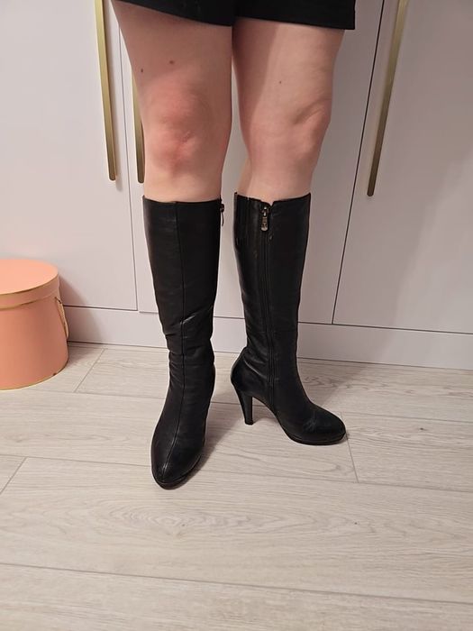 Зимние кожанные сапоги, б/у