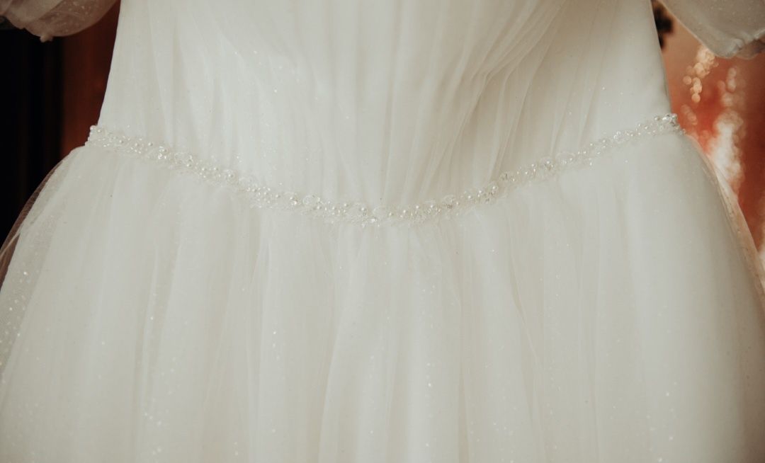 Rochie de mireasa Cinderella + voal + crinolina printesa corset sclipi