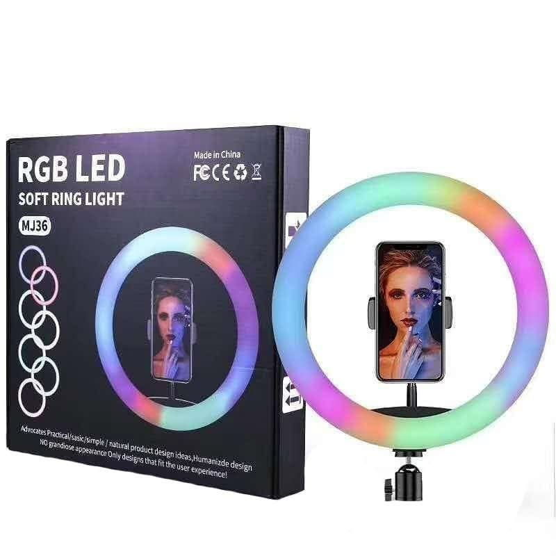 С Штативом С Пультом ! Гарантия  Кольцевая лампа LED RGB MJ36 36см