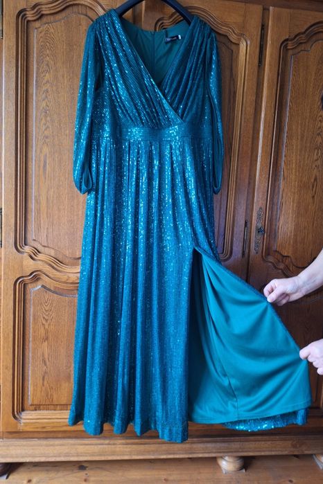 Rochie de ocazie verde smarald 46 (XL)