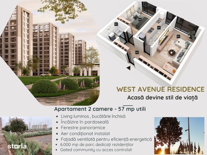 2 camere într-un complex cu acces controlat – West Avenue Chiajna +TVA