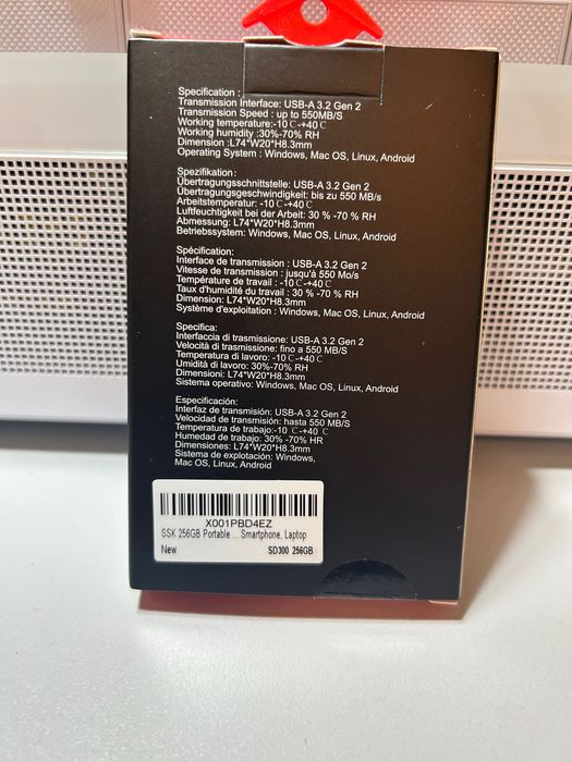 SSD Extern SSK SD300, 256GB, USB 3.2 Gen2 – Viteză 550 MB/s