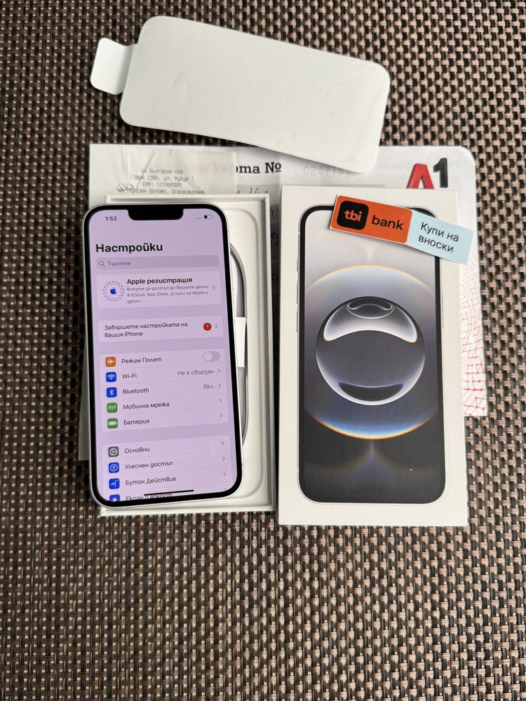 ‼️Нов•iphone 16е ЛИЗИНГ 40лв/м айфон White 16е