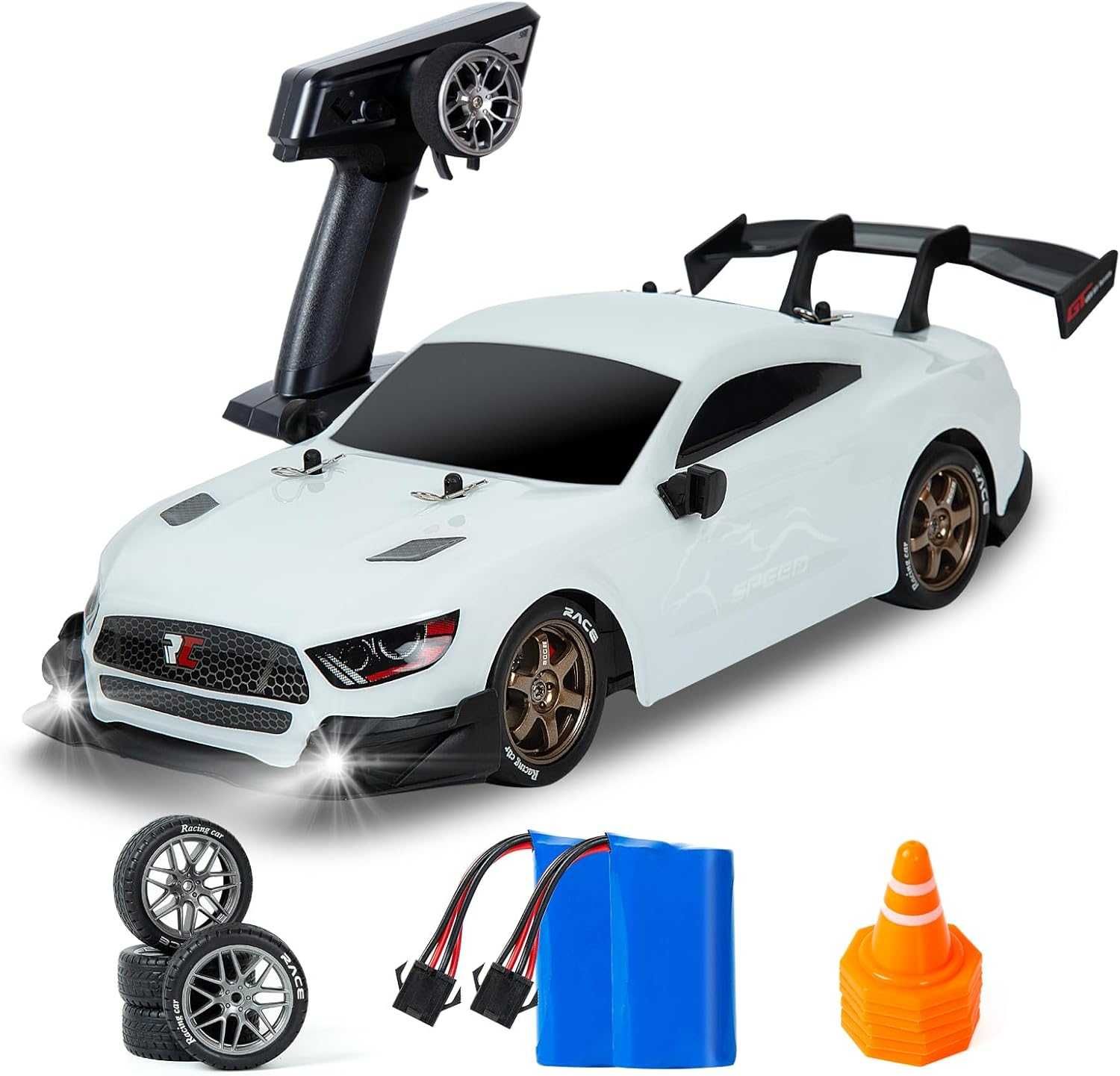 BORSTOYPRO RC Дрифт количка, 1:14 дистанционно управление 4WD GT, бяла