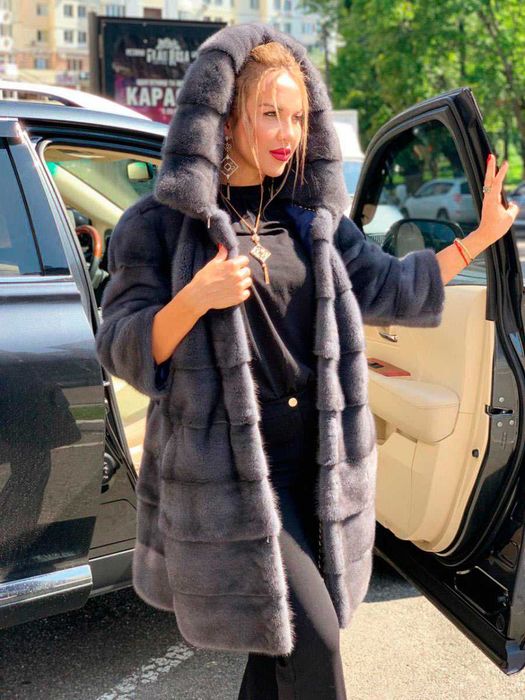 Haina blana vizon , Haină blană nurcă ,  Culoare Gri . 4 în 1