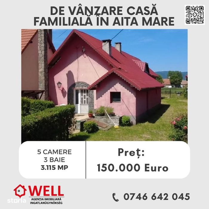 De vânzare casă familială în loc.Aita Mare