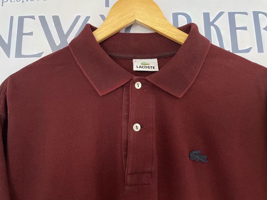 Lacoste Classic Fit Burgundy Polo Neck Men's Long Sleeve T-shirt