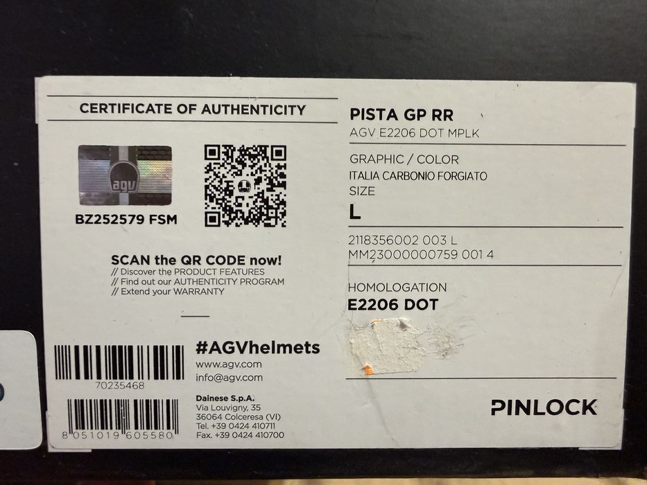 Каска Agv Pista GP RR + Cardo NEO - размер L