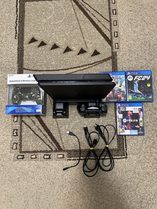 PS 4 slim 1tb 2 controlere+jocuri+statie cooler incarcare controlere