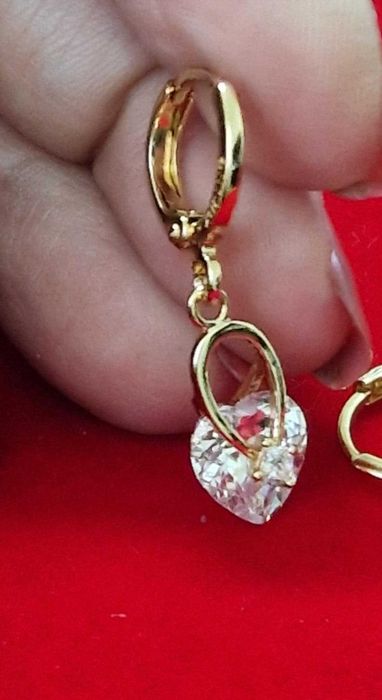 GP34,cercei placati aur 14k,model lung,incuietoare sigura,zirconii