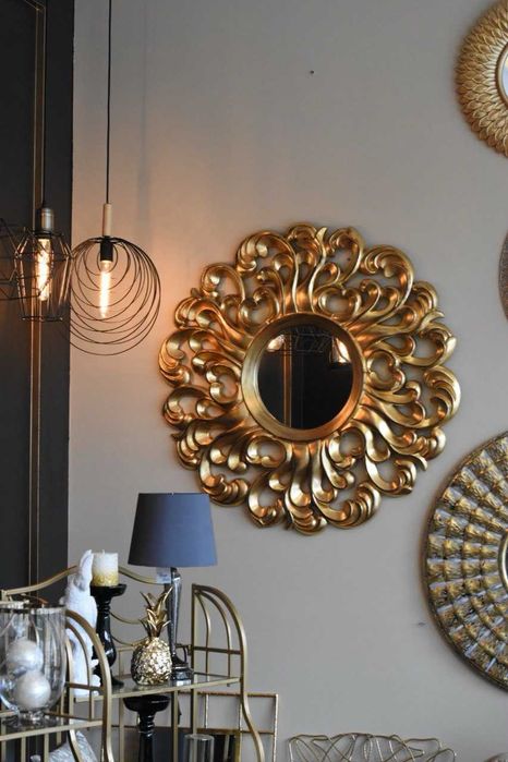 Интериорно златно стенно декоративно Огледало