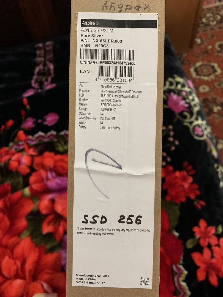 Acer aspire 3, SSD 256, состояние идеал