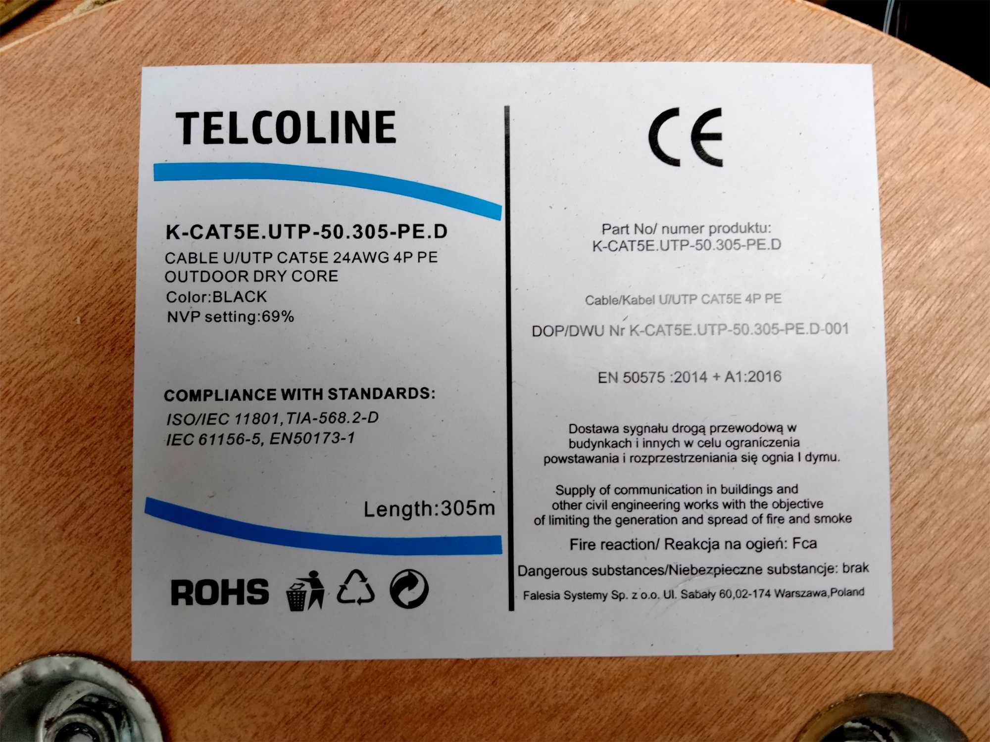 Cablu UTP Cat5e Telcoline 0.5mm De Exterior Negru