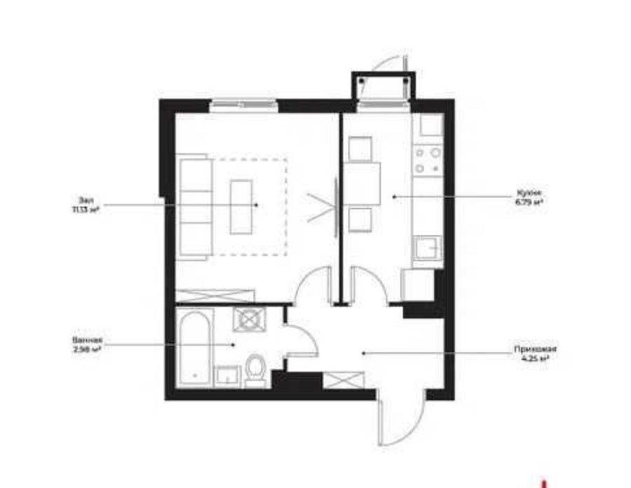 Ассалом Сохил 1/7/9 с ремонтом 28м2